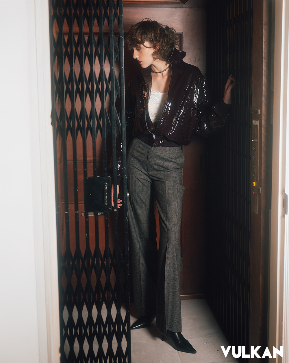 Jacket Phoebe Philo Trousers Dries Van Noten Courtesy of Max Clothing Shoes Prada Earrings & Choker Jennifer Fisher