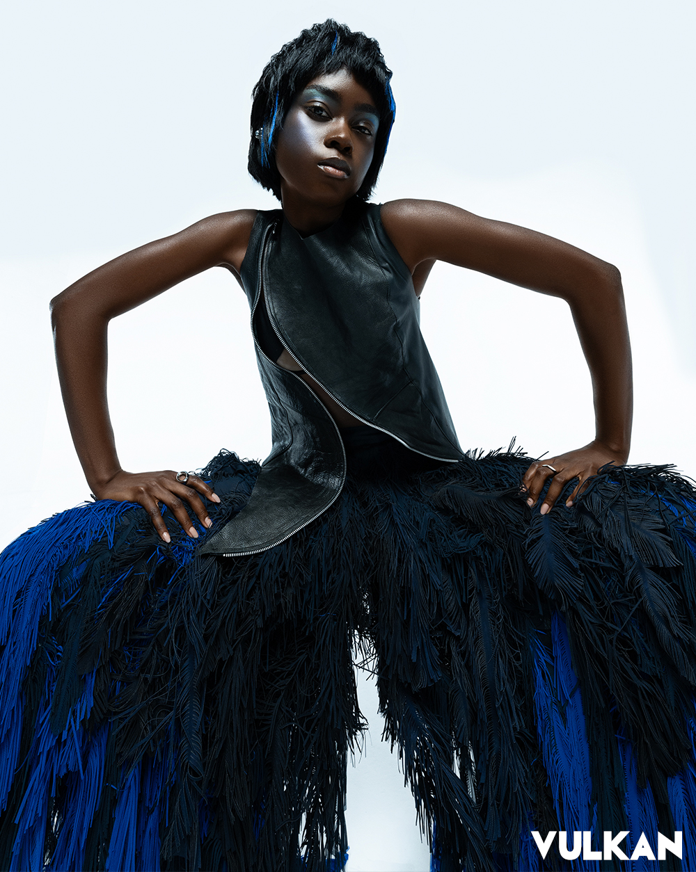 Top F13 | Skirt Louis Broissin | Bra Her Senses | Shoes Empty Behaviour | Ring Florence Moorhead | Ear cuff Atelier Yumae